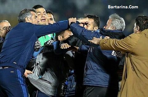 فیلم دعوای مربیان و بازیکنان استقلال و صبای قم 11 آذر 95