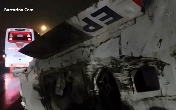 فیلم سقوط هواپیما جت جنگی از روی تریلی زیر پل حصارک کرج