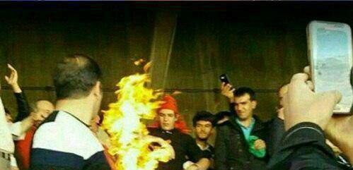 فیلم آتش زدن پرچم پرسپولیس در تبریز با قهرمانی 26 فروردین 96