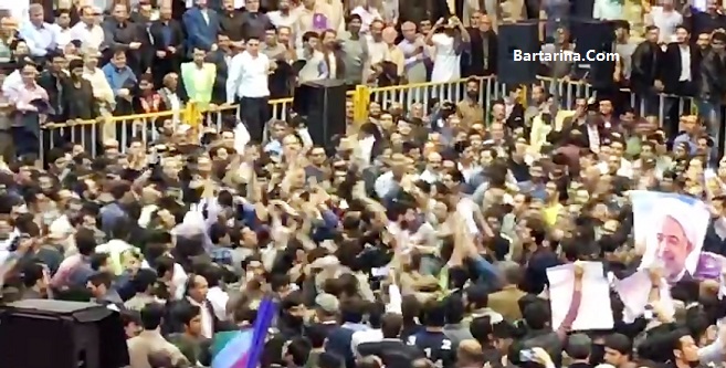 فیلم دعوا و درگیری بین هواداران روحانی و رئیسی در قم