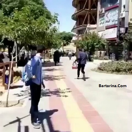 فیلم دنبال کردن آخوند توسط یک جوان و فرار آخوند + دستگیری