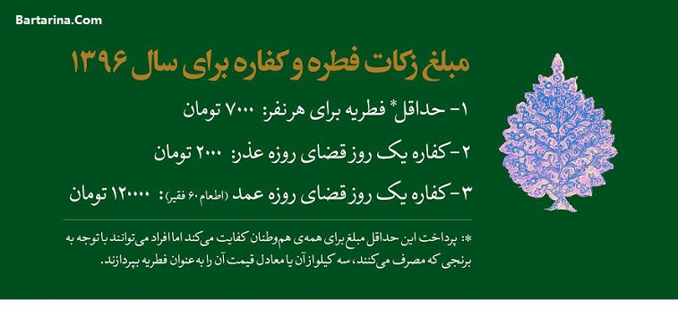 مقدار مبلغ فطریه ماه رمضان 96 اعلام شد + قیمت زکات فطریه 96