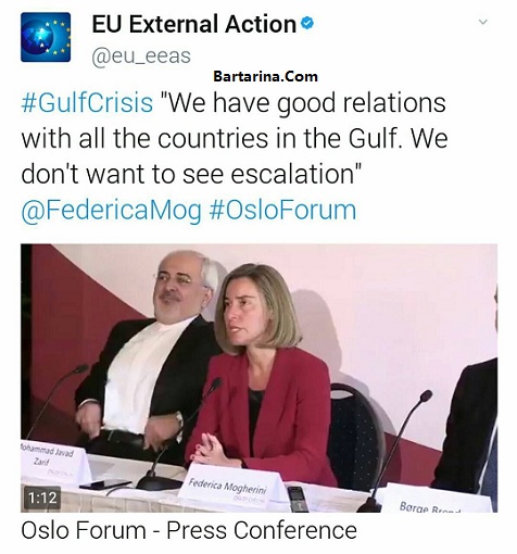 استفاده موگرینی در کنفرانس اسلو کنار ظریف از کلمه خلیج فیلم